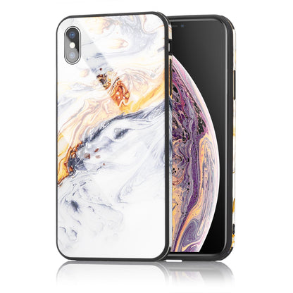 NALIA Hartglas Hülle kompatibel mit iPhone XS Max, Marmor Design Hard-Case aus 9H Tempered Glass & Silikon Bumper, Kratzfeste Handyhülle Phone Cover Schutzhülle Handy-Tasche