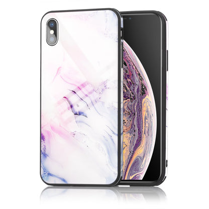 NALIA Hartglas Hülle kompatibel mit iPhone XS Max, Marmor Design Hard-Case aus 9H Tempered Glass & Silikon Bumper, Kratzfeste Handyhülle Phone Cover Schutzhülle Handy-Tasche