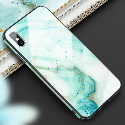 NALIA Hartglas Hülle kompatibel mit iPhone XS Max, Marmor Design Hard-Case aus 9H Tempered Glass & Silikon Bumper, Kratzfeste Handyhülle Phone Cover Schutzhülle Handy-Tasche