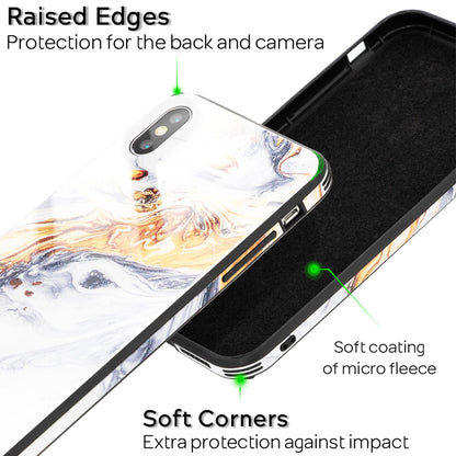 NALIA Hartglas Hülle kompatibel mit iPhone XS Max, Marmor Design Hard-Case aus 9H Tempered Glass & Silikon Bumper, Kratzfeste Handyhülle Phone Cover Schutzhülle Handy-Tasche