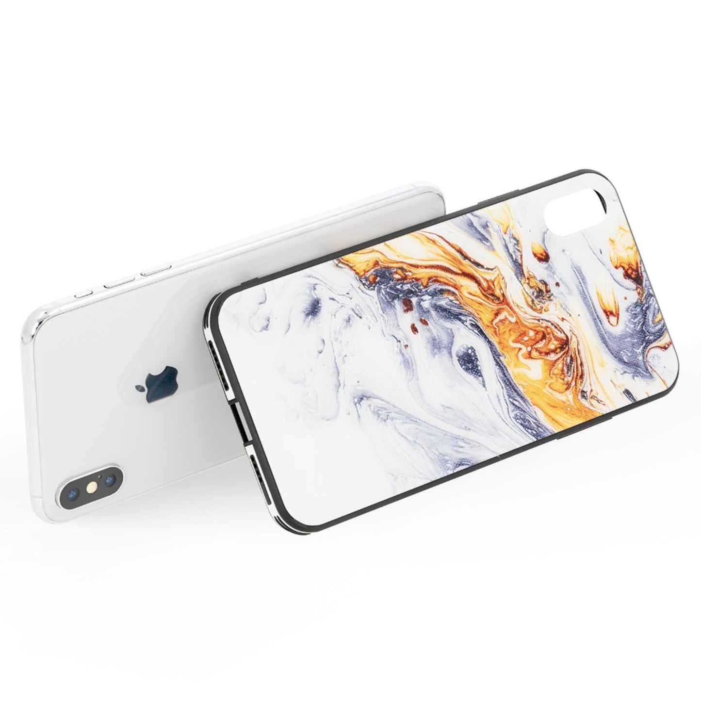 NALIA Hartglas Hülle kompatibel mit iPhone XS Max, Marmor Design Hard-Case aus 9H Tempered Glass & Silikon Bumper, Kratzfeste Handyhülle Phone Cover Schutzhülle Handy-Tasche