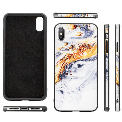 NALIA Hartglas Hülle kompatibel mit iPhone XS Max, Marmor Design Hard-Case aus 9H Tempered Glass & Silikon Bumper, Kratzfeste Handyhülle Phone Cover Schutzhülle Handy-Tasche