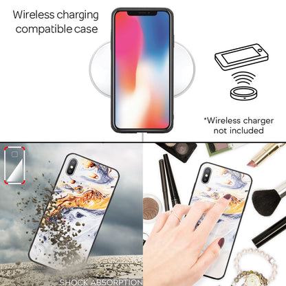 NALIA Hartglas Hülle kompatibel mit iPhone XS Max, Marmor Design Hard-Case aus 9H Tempered Glass & Silikon Bumper, Kratzfeste Handyhülle Phone Cover Schutzhülle Handy-Tasche