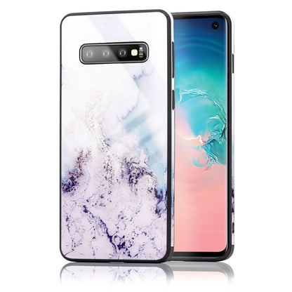 NALIA Hartglas Hülle kompatibel mit Samsung Galaxy S10, Marmor Design Hard-Case aus 9H Tempered Glass & Silikon Bumper, Kratzfeste Handyhülle Phone Cover Schutzhülle Handy-Tasche
