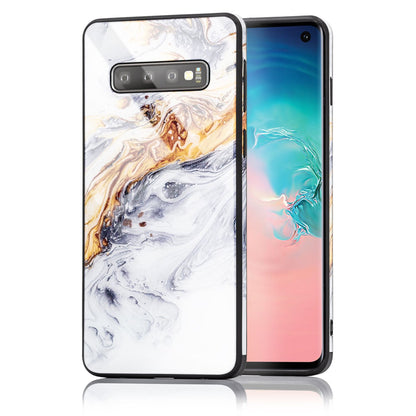 NALIA Hartglas Hülle kompatibel mit Samsung Galaxy S10, Marmor Design Hard-Case aus 9H Tempered Glass & Silikon Bumper, Kratzfeste Handyhülle Phone Cover Schutzhülle Handy-Tasche