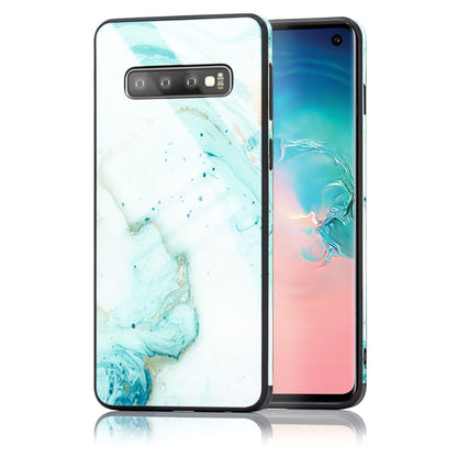 NALIA Hartglas Hülle kompatibel mit Samsung Galaxy S10, Marmor Design Hard-Case aus 9H Tempered Glass & Silikon Bumper, Kratzfeste Handyhülle Phone Cover Schutzhülle Handy-Tasche