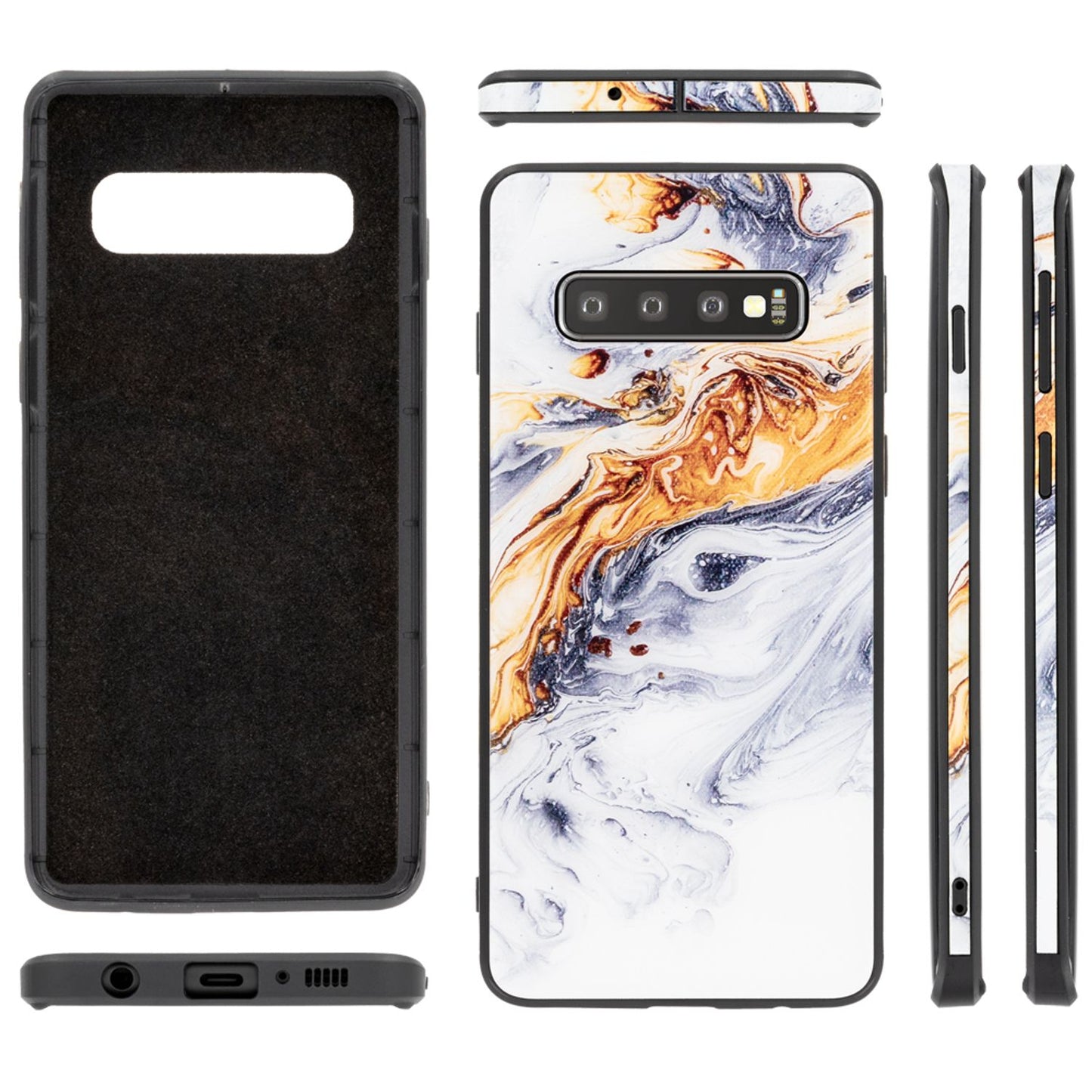 NALIA Hartglas Hülle kompatibel mit Samsung Galaxy S10, Marmor Design Hard-Case aus 9H Tempered Glass & Silikon Bumper, Kratzfeste Handyhülle Phone Cover Schutzhülle Handy-Tasche