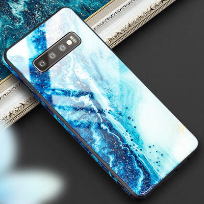NALIA Hartglas Hülle kompatibel mit Samsung Galaxy S10, Marmor Design Hard-Case aus 9H Tempered Glass & Silikon Bumper, Kratzfeste Handyhülle Phone Cover Schutzhülle Handy-Tasche