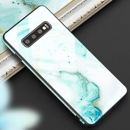 NALIA Hartglas Hülle kompatibel mit Samsung Galaxy S10, Marmor Design Hard-Case aus 9H Tempered Glass & Silikon Bumper, Kratzfeste Handyhülle Phone Cover Schutzhülle Handy-Tasche