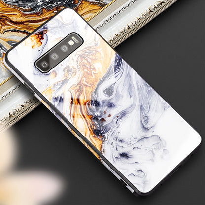 NALIA Hartglas Hülle kompatibel mit Samsung Galaxy S10, Marmor Design Hard-Case aus 9H Tempered Glass & Silikon Bumper, Kratzfeste Handyhülle Phone Cover Schutzhülle Handy-Tasche