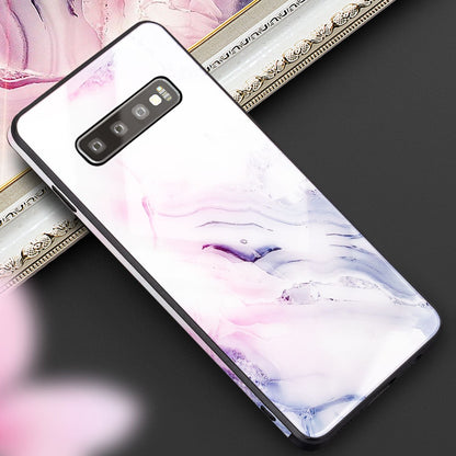 NALIA Hartglas Hülle kompatibel mit Samsung Galaxy S10, Marmor Design Hard-Case aus 9H Tempered Glass & Silikon Bumper, Kratzfeste Handyhülle Phone Cover Schutzhülle Handy-Tasche