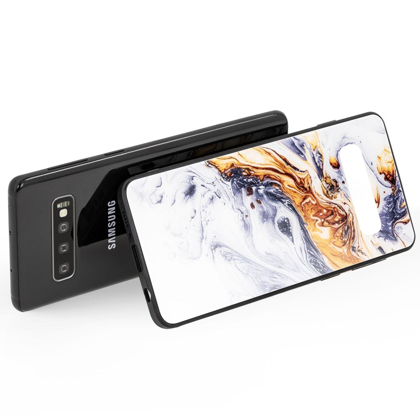 NALIA Hartglas Hülle kompatibel mit Samsung Galaxy S10, Marmor Design Hard-Case aus 9H Tempered Glass & Silikon Bumper, Kratzfeste Handyhülle Phone Cover Schutzhülle Handy-Tasche