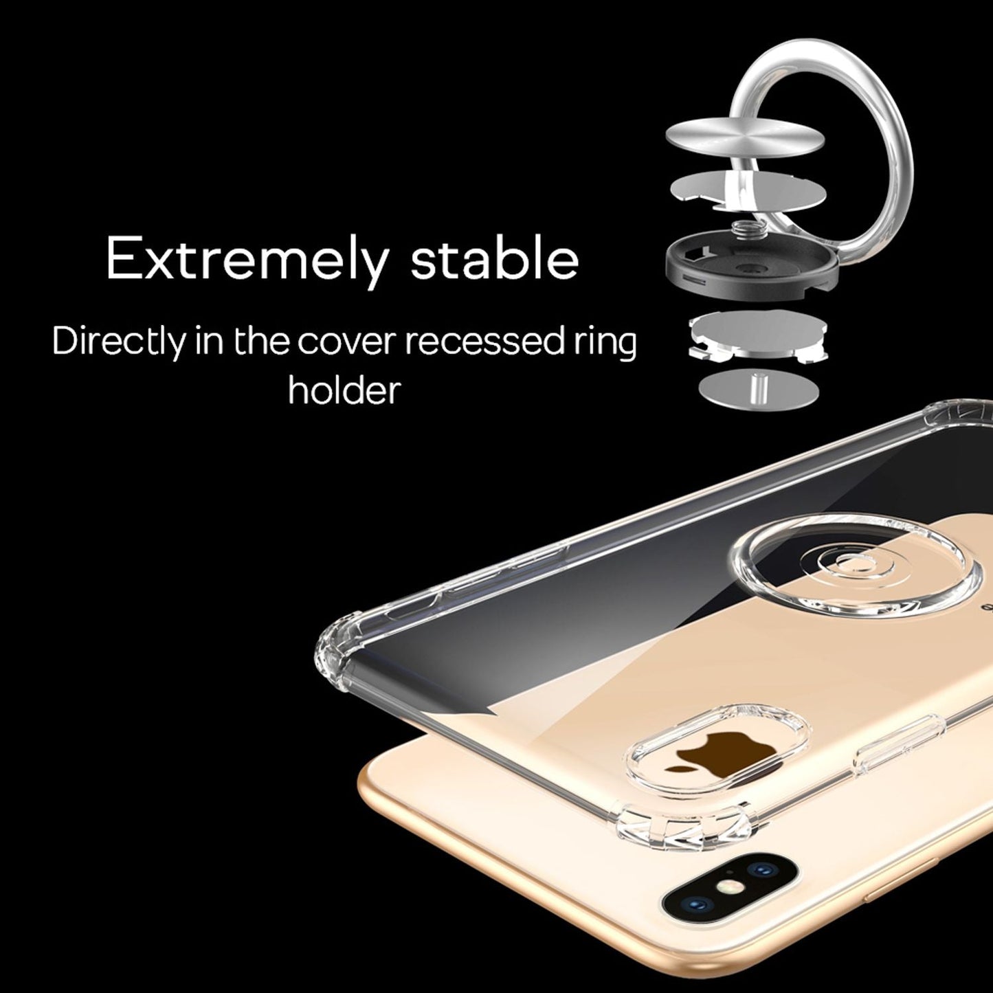 NALIA Push Ring Hülle kompatibel mit iPhone X/XS, 360° Finger-Halter mit Push-Funktion, für magnetische KFZ-Halterung, Silikon Schutzhülle Cover Phone Case Handyhülle Schale Etui