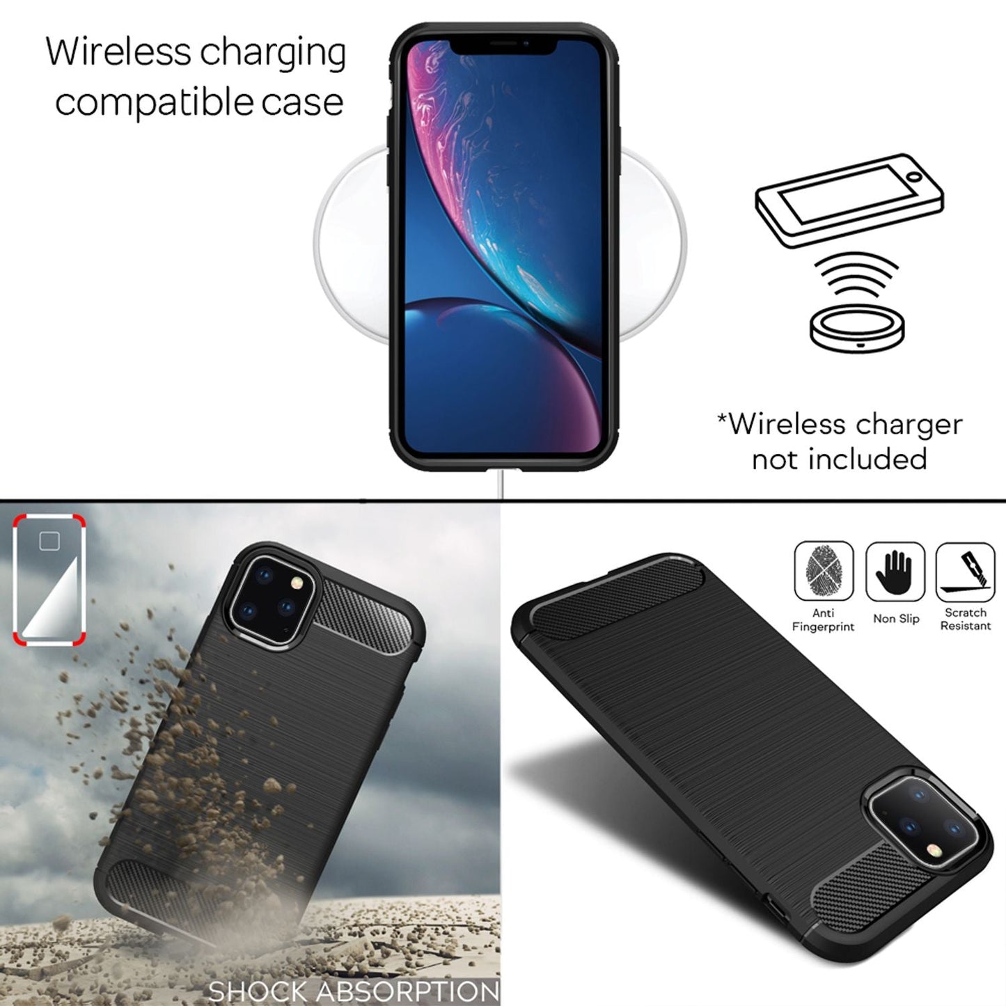 NALIA Design Case kompatibel mit Apple iPhone 11 Pro Hülle, Karbon Optik Stylische Handyhülle Stoßfeste Silikon Schutzhülle, Dünne Handy-Tasche Phone Cover Bumper Soft Skin Kratzfest