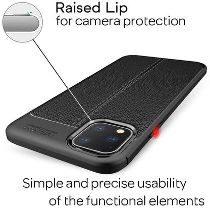 NALIA Design Case kompatibel mit Apple iPhone 11 Pro Max Hülle, Leder Optik Stylische Handyhülle Stoßfeste Silikon Schutzhülle, Slim Phone Backcover Dünne Handy-Tasche Cover Etui Kratzfest - Schwarz