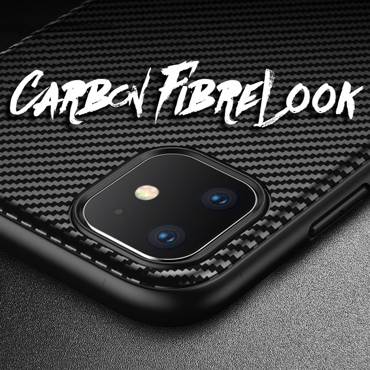 NALIA Hülle kompatibel mit iPhone 11, Carbon Look Handyhülle Ultra-Slim Silikon Case Backcover Dünn, Phone Schutzhülle Stoßfeste Handy-Tasche Bumper TPU Gummi Cover Skin Etui Kappe - Schwarz