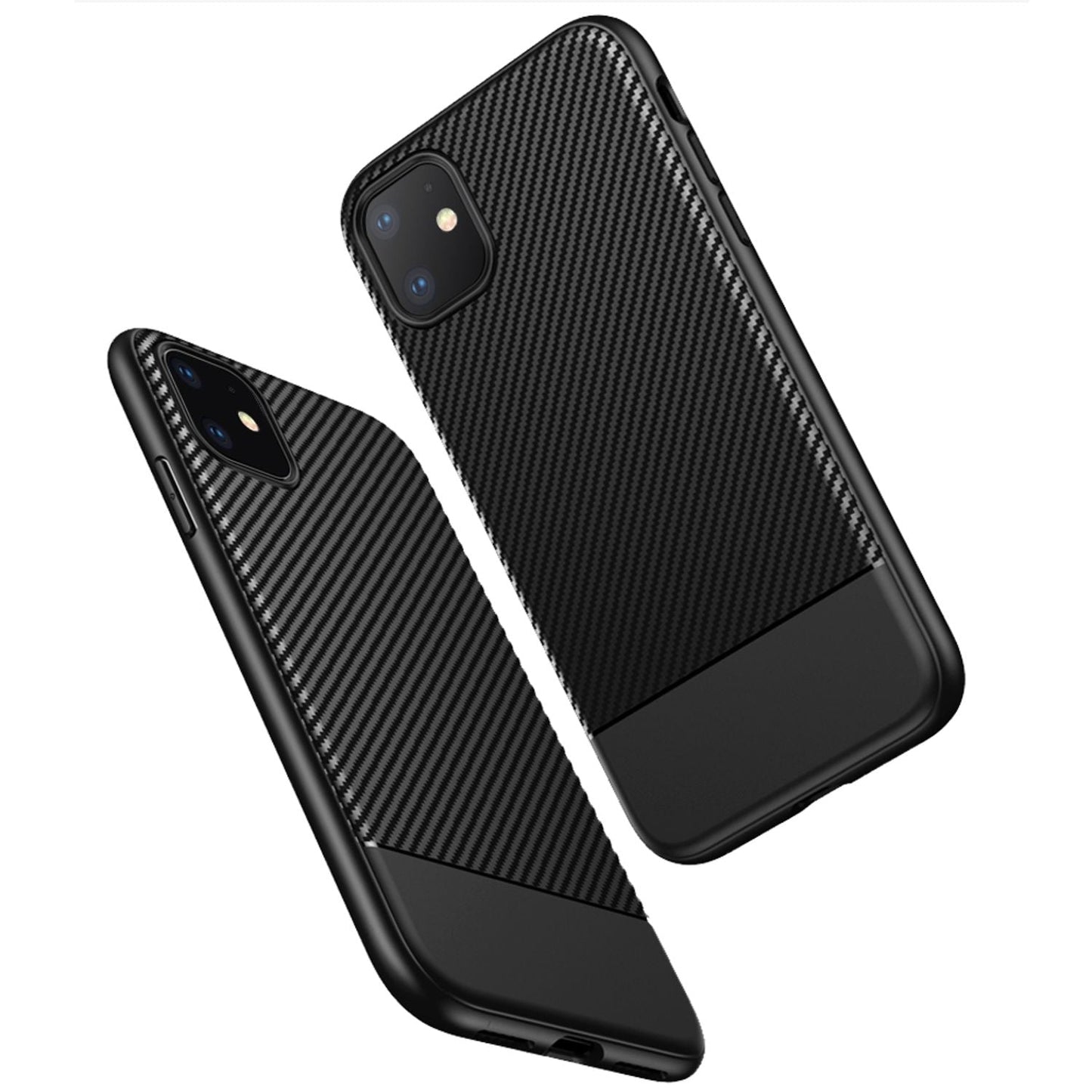 NALIA Hülle kompatibel mit iPhone 11, Carbon Look Handyhülle Ultra-Slim Silikon Case Backcover Dünn, Phone Schutzhülle Stoßfeste Handy-Tasche Bumper TPU Gummi Cover Skin Etui Kappe - Schwarz