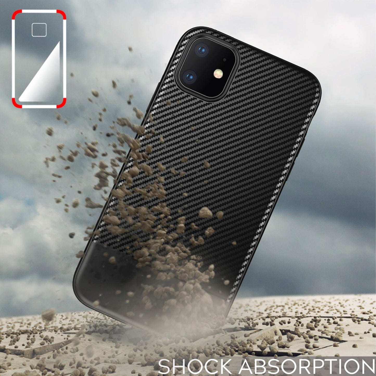 NALIA Hülle kompatibel mit iPhone 11, Carbon Look Handyhülle Ultra-Slim Silikon Case Backcover Dünn, Phone Schutzhülle Stoßfeste Handy-Tasche Bumper TPU Gummi Cover Skin Etui Kappe - Schwarz