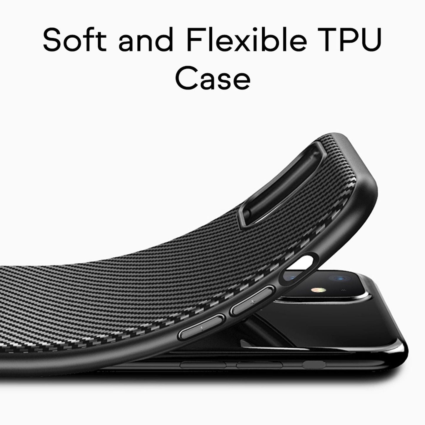 NALIA Hülle kompatibel mit iPhone 11, Carbon Look Handyhülle Ultra-Slim Silikon Case Backcover Dünn, Phone Schutzhülle Stoßfeste Handy-Tasche Bumper TPU Gummi Cover Skin Etui Kappe - Schwarz