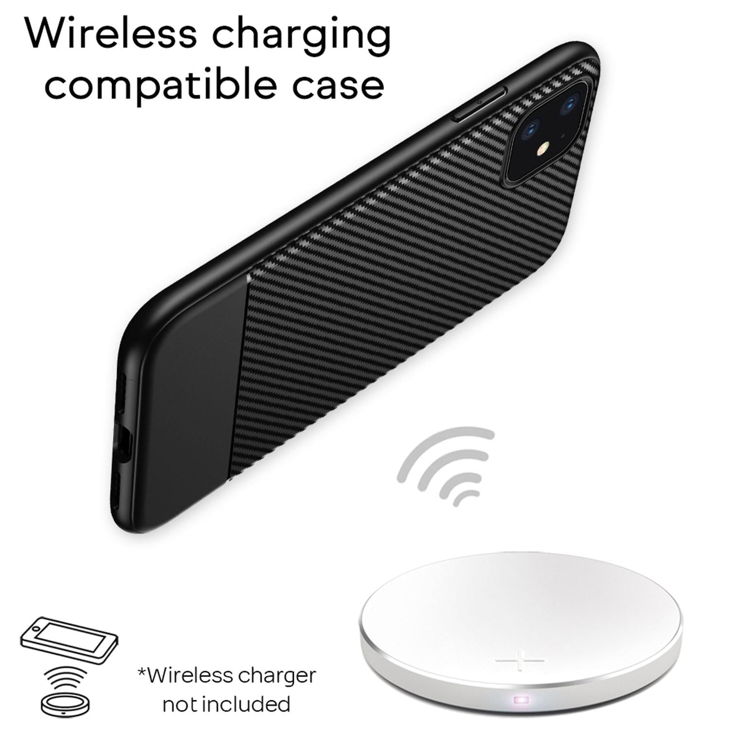 NALIA Hülle kompatibel mit iPhone 11, Carbon Look Handyhülle Ultra-Slim Silikon Case Backcover Dünn, Phone Schutzhülle Stoßfeste Handy-Tasche Bumper TPU Gummi Cover Skin Etui Kappe - Schwarz