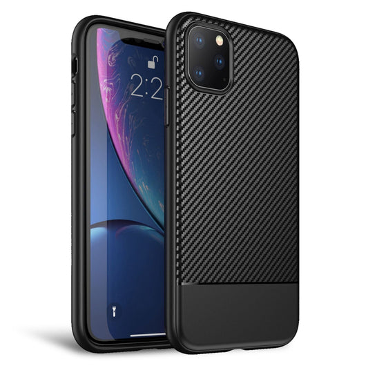 NALIA Hülle kompatibel mit iPhone 11 Pro Max, Carbon Look Handyhülle Ultra-Slim Silikon Case Backcover Dünn, Phone Schutzhülle Stoßfeste Handy-Tasche Bumper TPU Gummi Cover Skin Etui Kappe - Schwarz