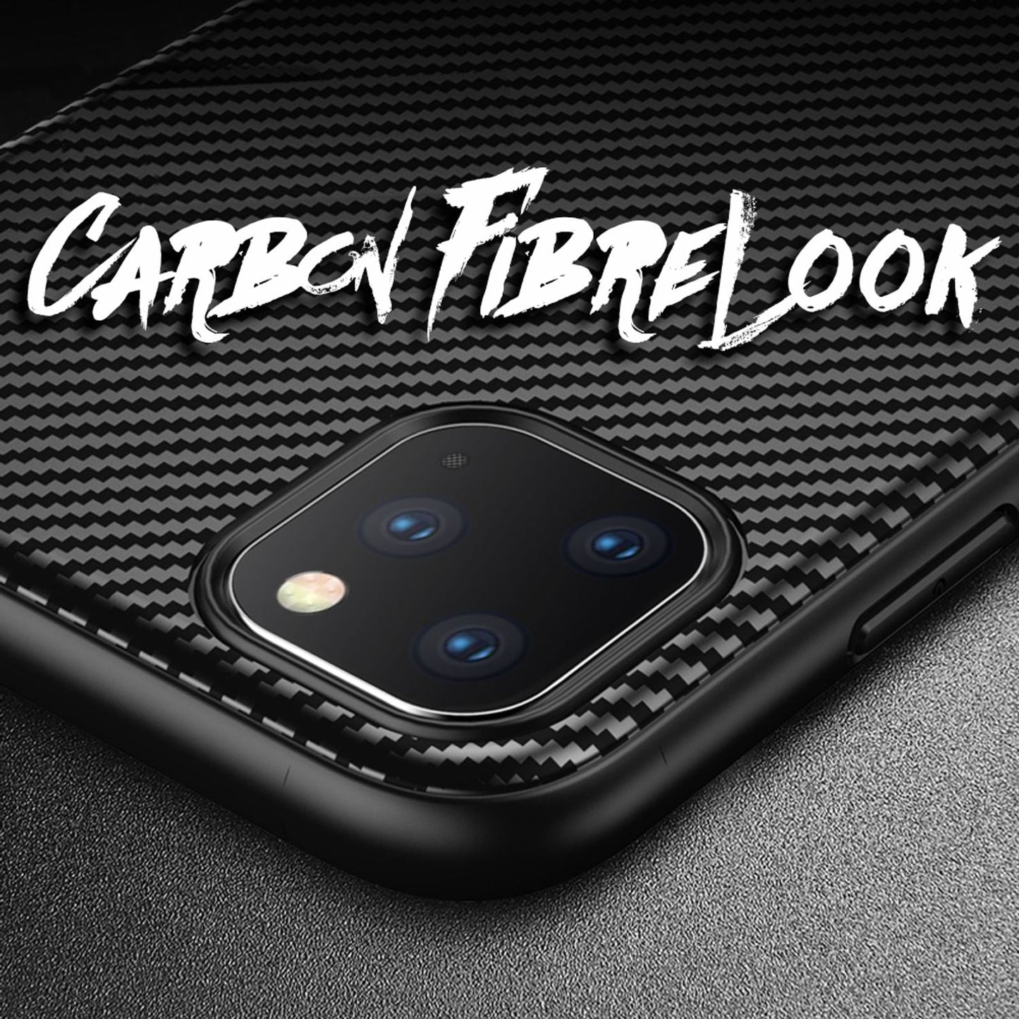 NALIA Hülle kompatibel mit iPhone 11 Pro Max, Carbon Look Handyhülle Ultra-Slim Silikon Case Backcover Dünn, Phone Schutzhülle Stoßfeste Handy-Tasche Bumper TPU Gummi Cover Skin Etui Kappe - Schwarz