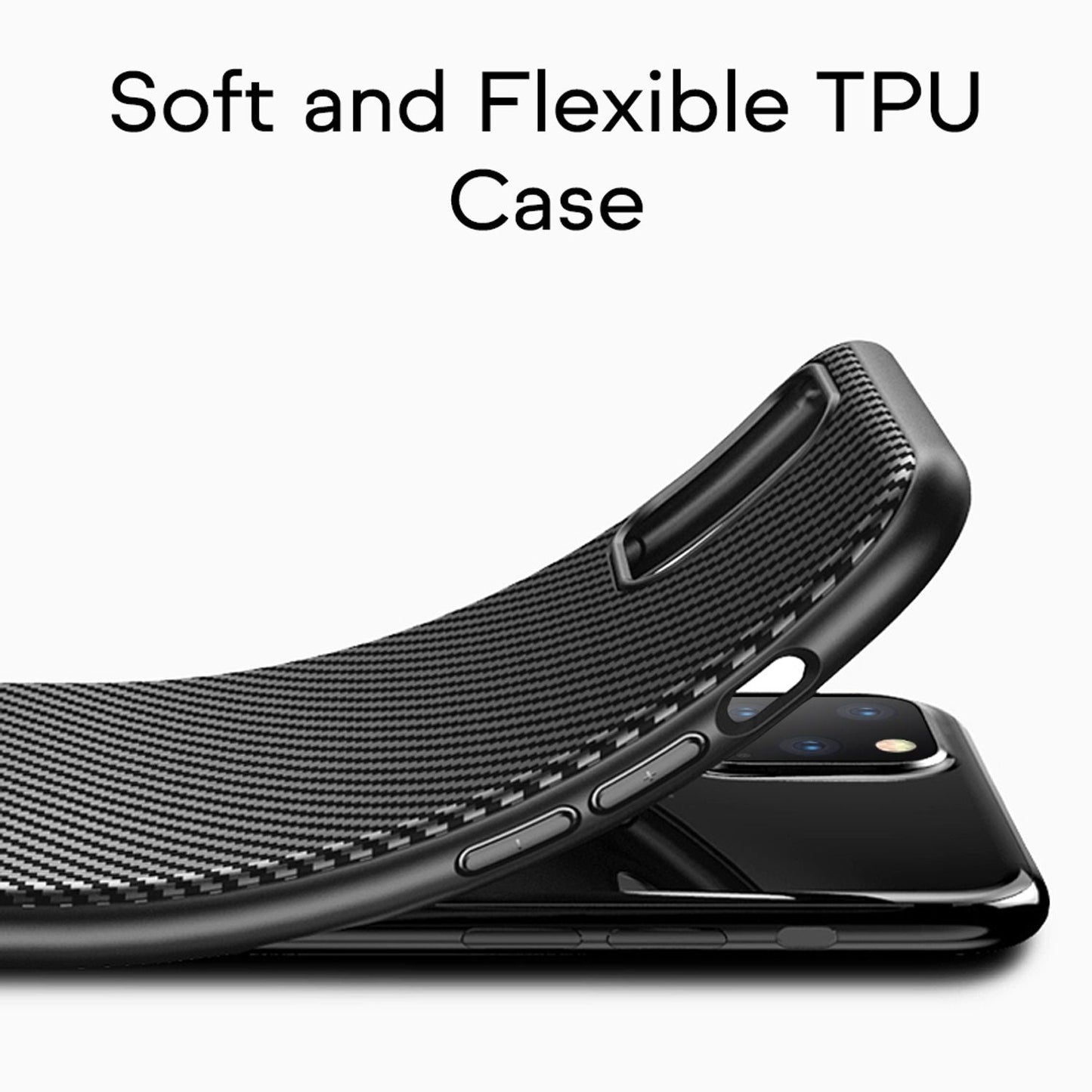 NALIA Hülle kompatibel mit iPhone 11 Pro Max, Carbon Look Handyhülle Ultra-Slim Silikon Case Backcover Dünn, Phone Schutzhülle Stoßfeste Handy-Tasche Bumper TPU Gummi Cover Skin Etui Kappe - Schwarz