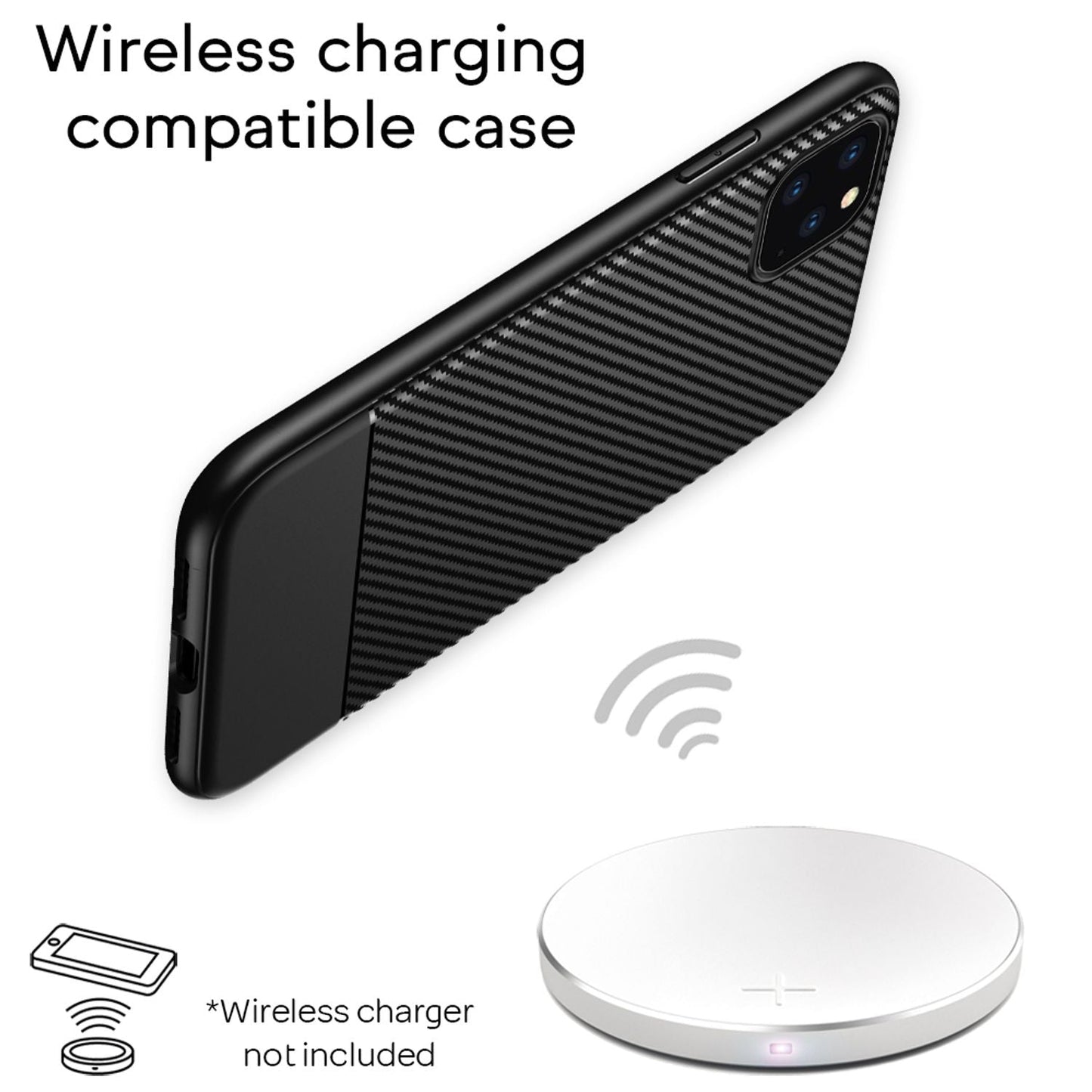 NALIA Hülle kompatibel mit iPhone 11 Pro Max, Carbon Look Handyhülle Ultra-Slim Silikon Case Backcover Dünn, Phone Schutzhülle Stoßfeste Handy-Tasche Bumper TPU Gummi Cover Skin Etui Kappe - Schwarz