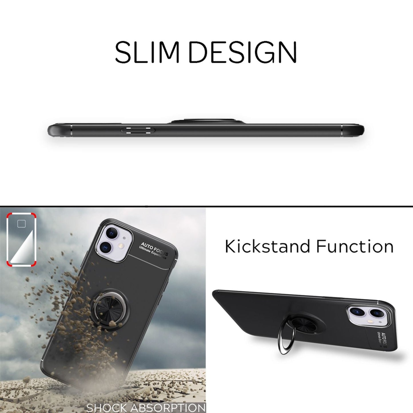 NALIA Ring Hülle kompatibel mit iPhone 11, Silikon Handyhülle mit 360 Grad Finger-Halter für magnetische KFZ-Halterung, Schutzhülle Cover Phone Case Handy-Tasche Etui Bumper