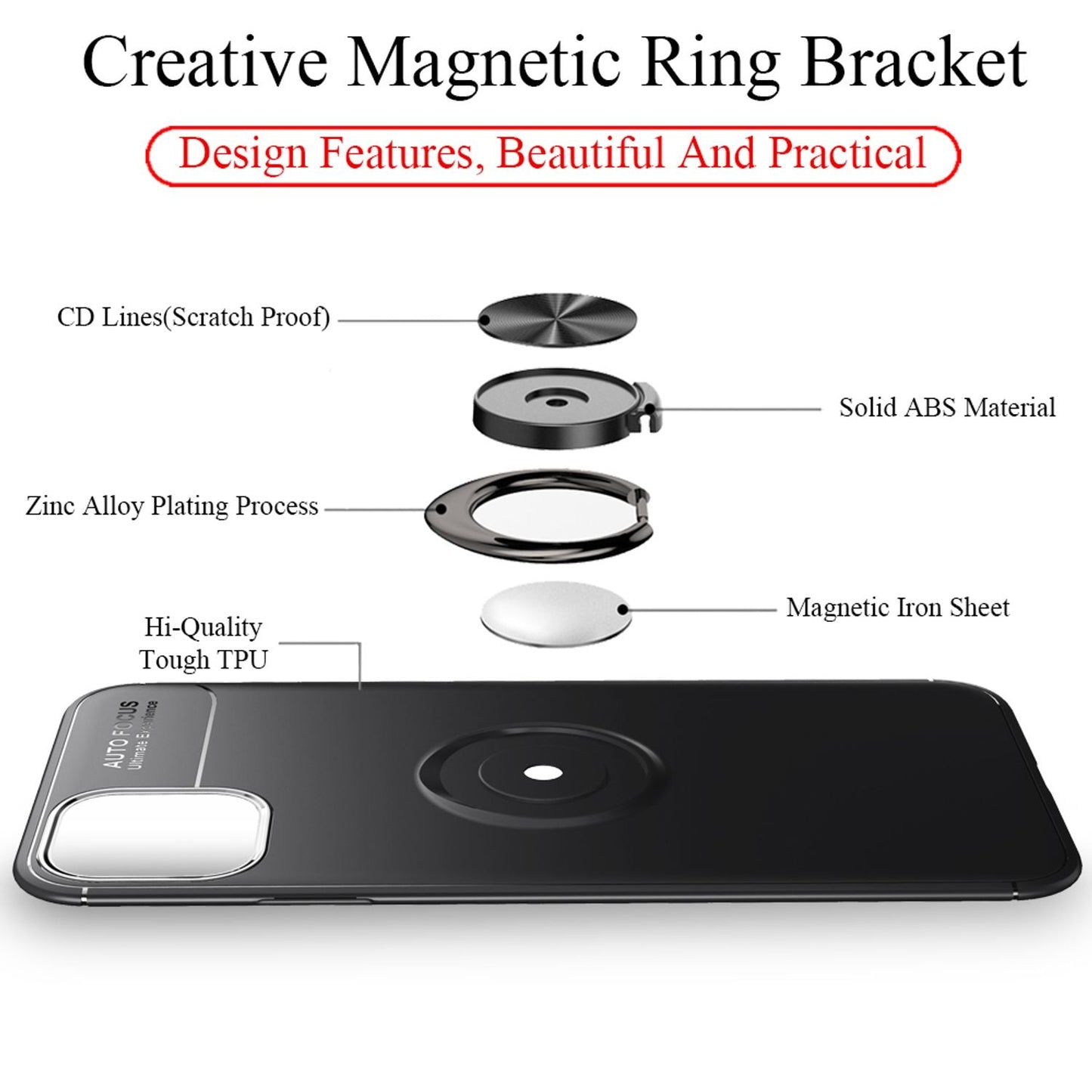 NALIA Ring Hülle kompatibel mit iPhone 11 Pro, Silikon Handyhülle mit 360 Grad Finger-Halter für magnetische KFZ-Halterung, Schutzhülle Cover Phone Case Handy-Tasche Etui Bumper