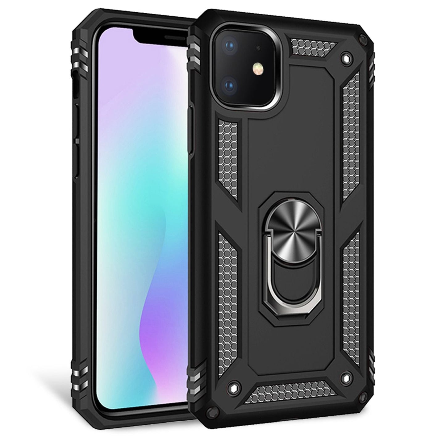 NALIA Panzerhülle für iPhone 11 – Ring-Ständer 360° & Magnet-Halterung Kompatibel – RINGDEFEND (Stoßfestes Outdoor Case) – Marke aus Berlin