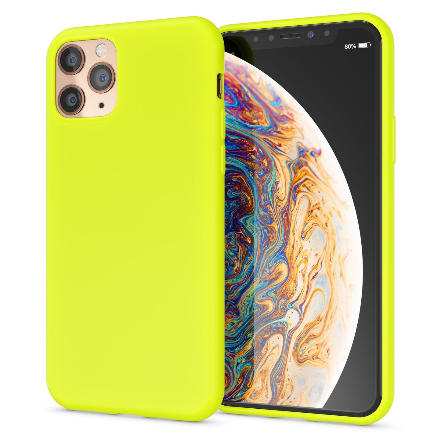 NALIA Neon Silikonhülle für iPhone 11 Pro – Soft-Touch & Signal-Neon – NEONSHOCK (Matte Schutzhülle) – Marke aus Berlin