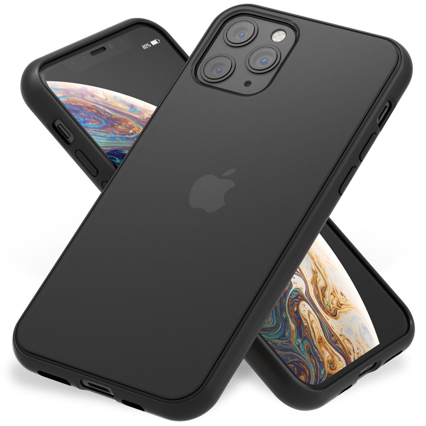 NALIA Handyhülle kompatibel mit iPhone 11 Pro Max, Matt Transparentes Hardcase & Silikon Bumper, Durchsichtige Schutzhülle Cover Handy-Tasche Phone Case Hülle Dünn, Slim Backcover Etui Skin - Schwarz