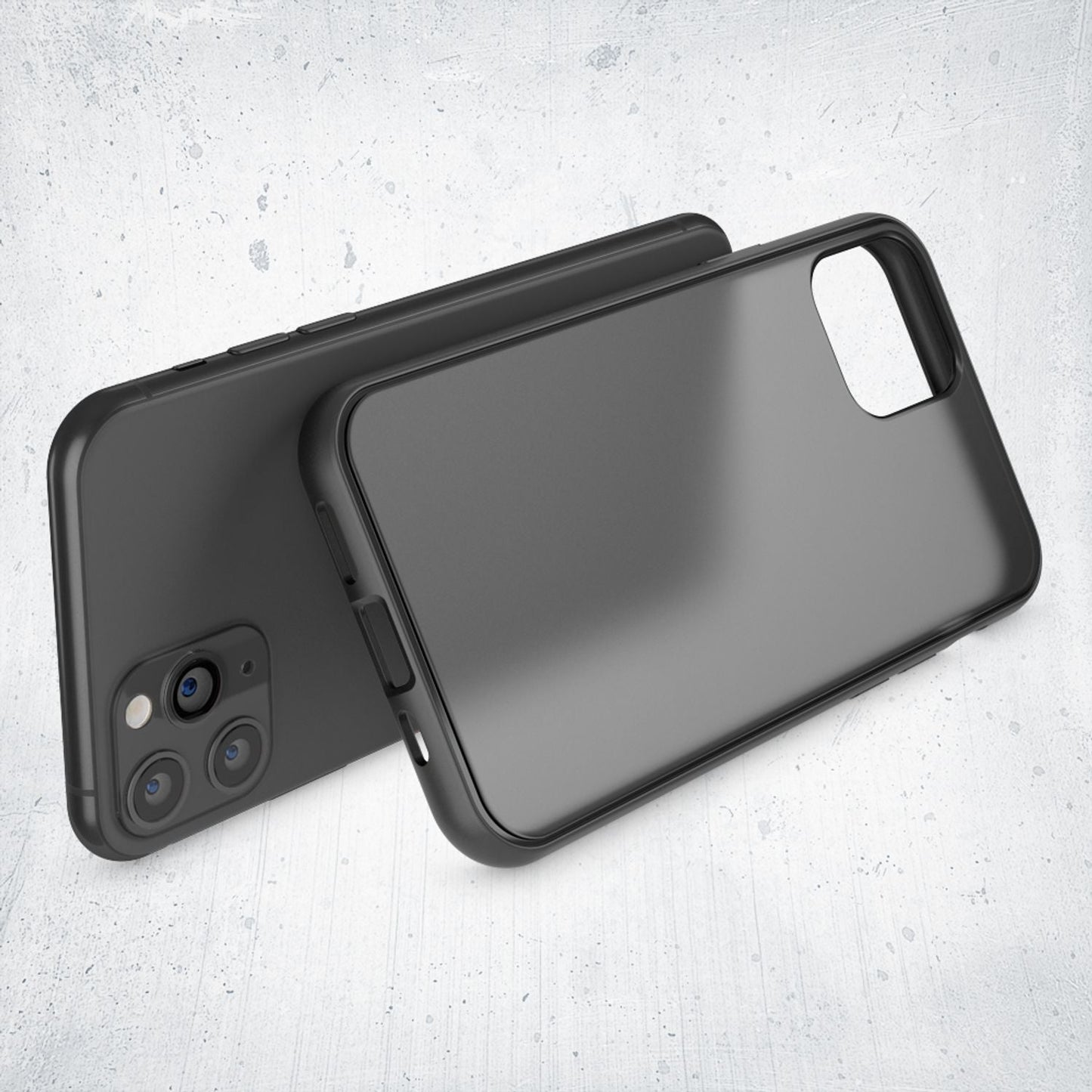 NALIA Handyhülle kompatibel mit iPhone 11 Pro Max, Matt Transparentes Hardcase & Silikon Bumper, Durchsichtige Schutzhülle Cover Handy-Tasche Phone Case Hülle Dünn, Slim Backcover Etui Skin - Schwarz