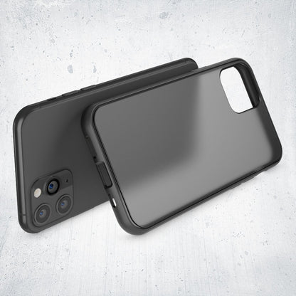 NALIA Handyhülle kompatibel mit iPhone 11 Pro Max, Matt Transparentes Hardcase & Silikon Bumper, Durchsichtige Schutzhülle Cover Handy-Tasche Phone Case Hülle Dünn, Slim Backcover Etui Skin - Schwarz