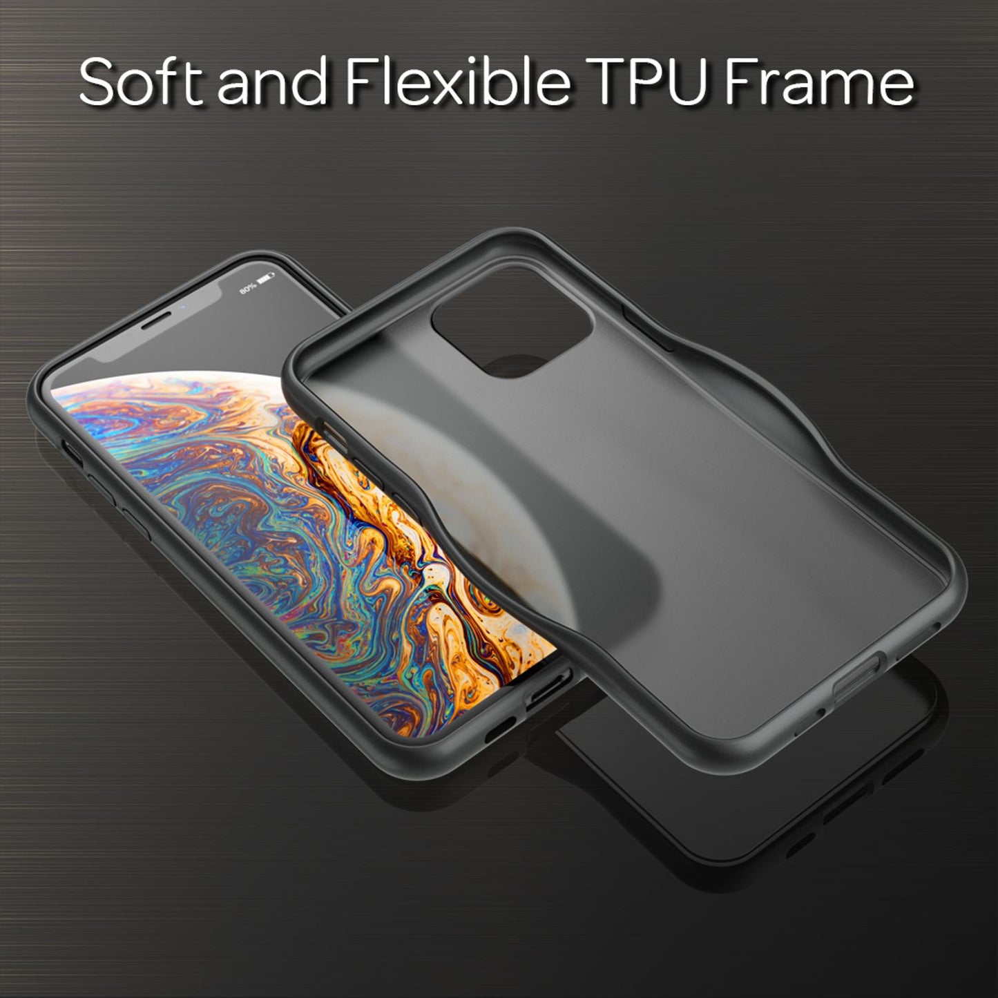NALIA Handyhülle kompatibel mit iPhone 11 Pro Max, Matt Transparentes Hardcase & Silikon Bumper, Durchsichtige Schutzhülle Cover Handy-Tasche Phone Case Hülle Dünn, Slim Backcover Etui Skin - Schwarz