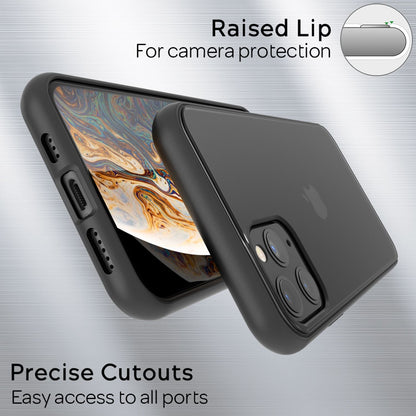 NALIA Handyhülle kompatibel mit iPhone 11 Pro Max, Matt Transparentes Hardcase & Silikon Bumper, Durchsichtige Schutzhülle Cover Handy-Tasche Phone Case Hülle Dünn, Slim Backcover Etui Skin - Schwarz