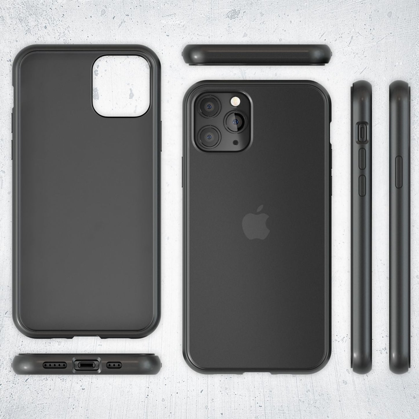 NALIA Handyhülle kompatibel mit iPhone 11 Pro Max, Matt Transparentes Hardcase & Silikon Bumper, Durchsichtige Schutzhülle Cover Handy-Tasche Phone Case Hülle Dünn, Slim Backcover Etui Skin - Schwarz