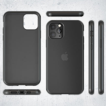 NALIA Handyhülle kompatibel mit iPhone 11 Pro Max, Matt Transparentes Hardcase & Silikon Bumper, Durchsichtige Schutzhülle Cover Handy-Tasche Phone Case Hülle Dünn, Slim Backcover Etui Skin - Schwarz