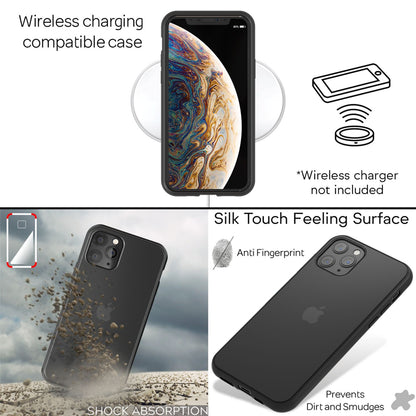 NALIA Handyhülle kompatibel mit iPhone 11 Pro Max, Matt Transparentes Hardcase & Silikon Bumper, Durchsichtige Schutzhülle Cover Handy-Tasche Phone Case Hülle Dünn, Slim Backcover Etui Skin - Schwarz