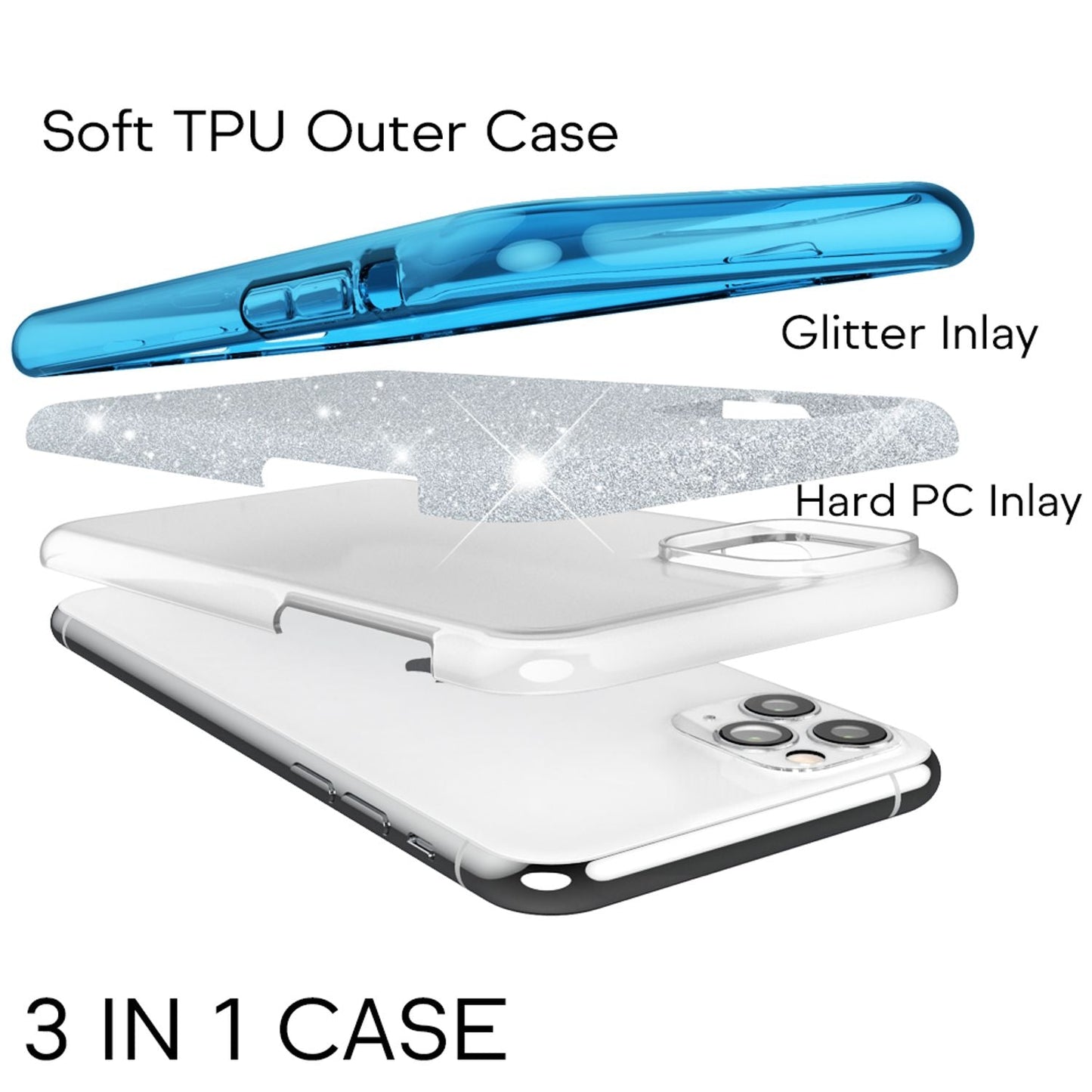 NALIA Glitzer Handyhülle kompatibel mit iPhone 11 Pro Max, Diamant Glitzer Handyhülle Bling