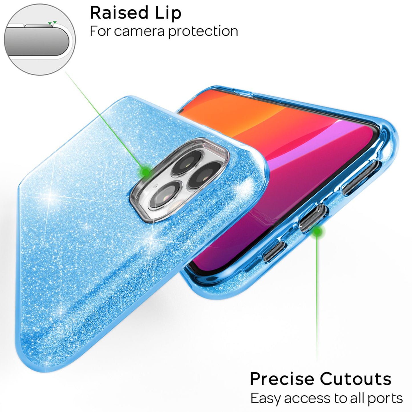 NALIA Glitzer Handyhülle kompatibel mit iPhone 11 Pro Max, Diamant Glitzer Handyhülle Bling