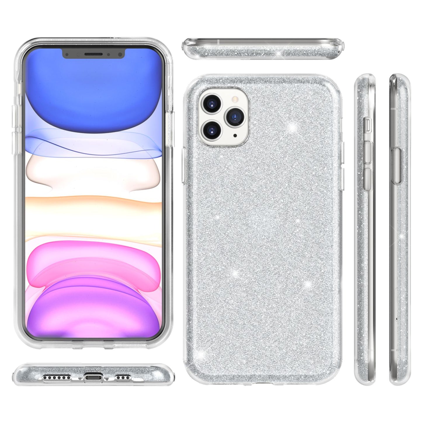 NALIA Glitzerhülle für iPhone 11 Pro – Funkelnder Glitzer-Look & Grip – SHINEPOP (Silikon Case) – Marke aus Berlin