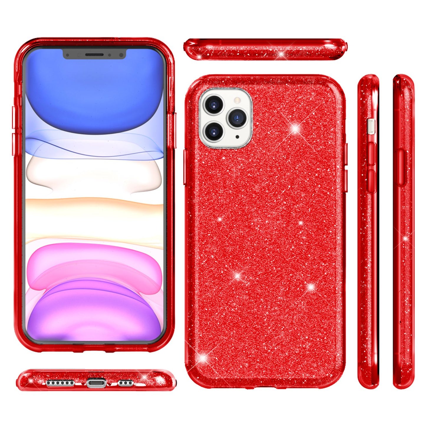 NALIA Glitzerhülle für iPhone 11 Pro – Funkelnder Glitzer-Look & Grip – SHINEPOP (Silikon Case) – Marke aus Berlin