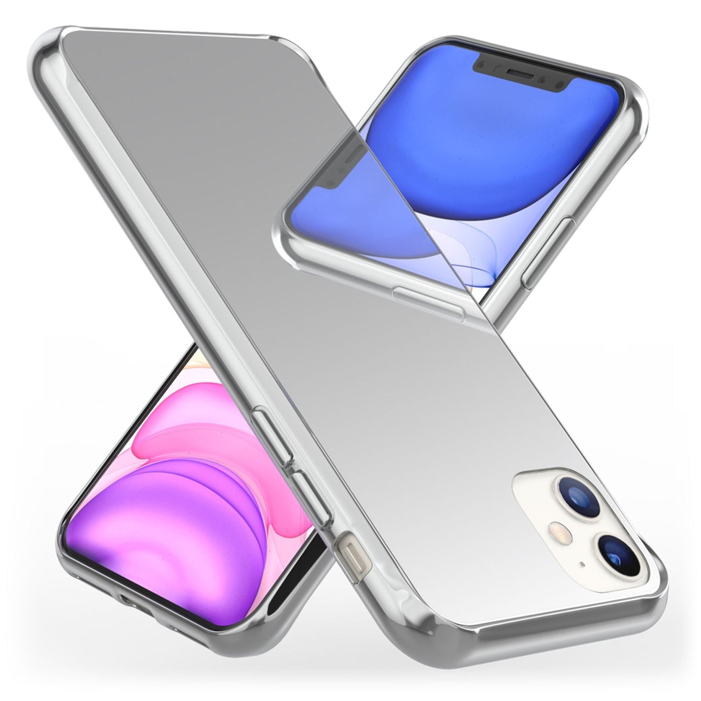 NALIA Spiegelhülle für iPhone 11 – Echtes Glas (9H Spiegel & Kratzfest) – RAYN (Premium Hardcase & Silikon Bumper) – Marke aus Berlin