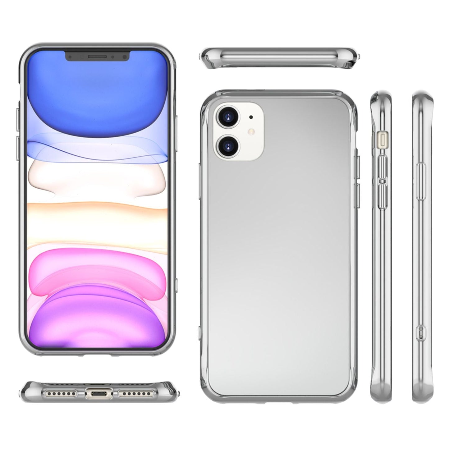 NALIA Spiegelhülle für iPhone 11 – Echtes Glas (9H Spiegel & Kratzfest) – RAYN (Premium Hardcase & Silikon Bumper) – Marke aus Berlin
