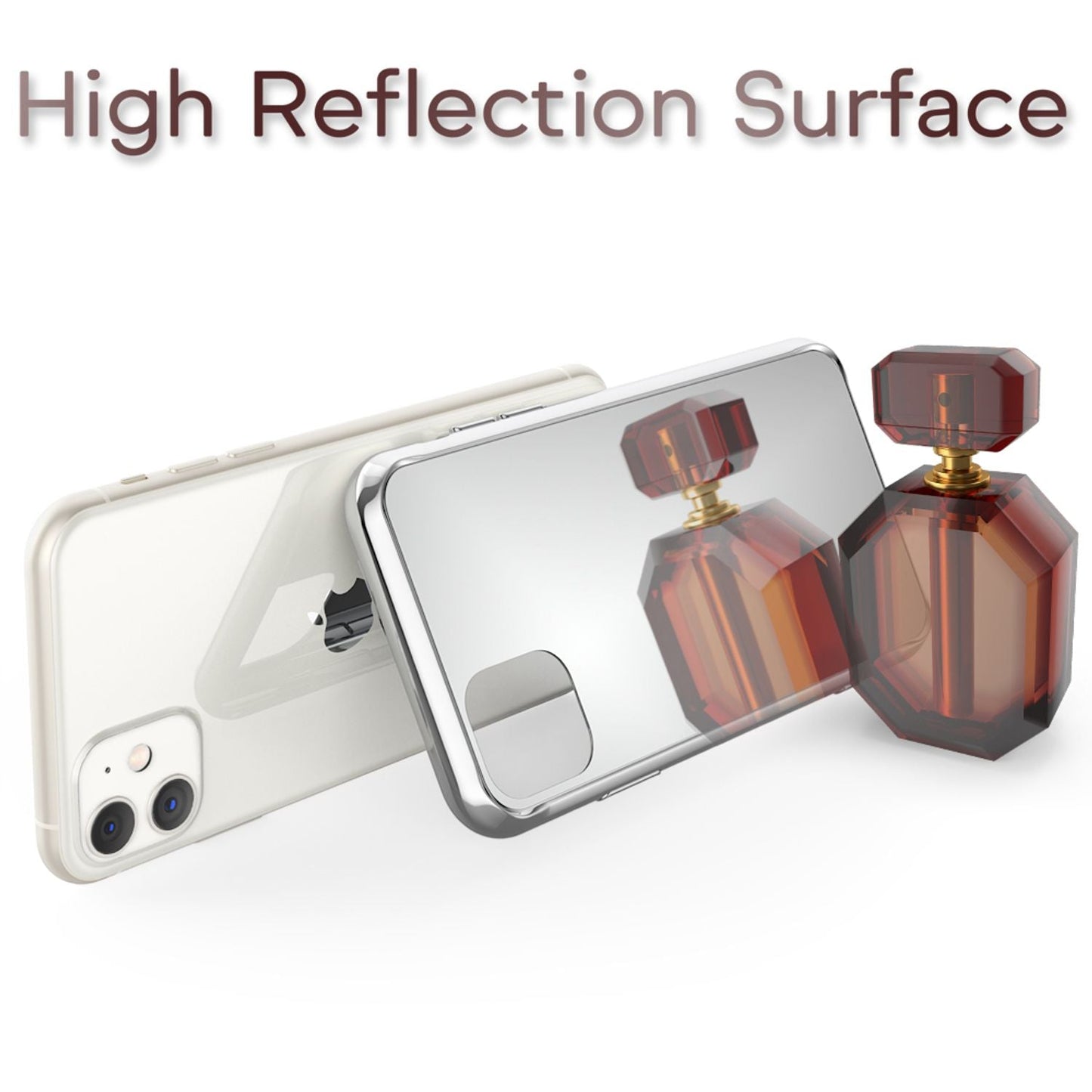 NALIA Spiegelhülle für iPhone 11 – Echtes Glas (9H Spiegel & Kratzfest) – RAYN (Premium Hardcase & Silikon Bumper) – Marke aus Berlin