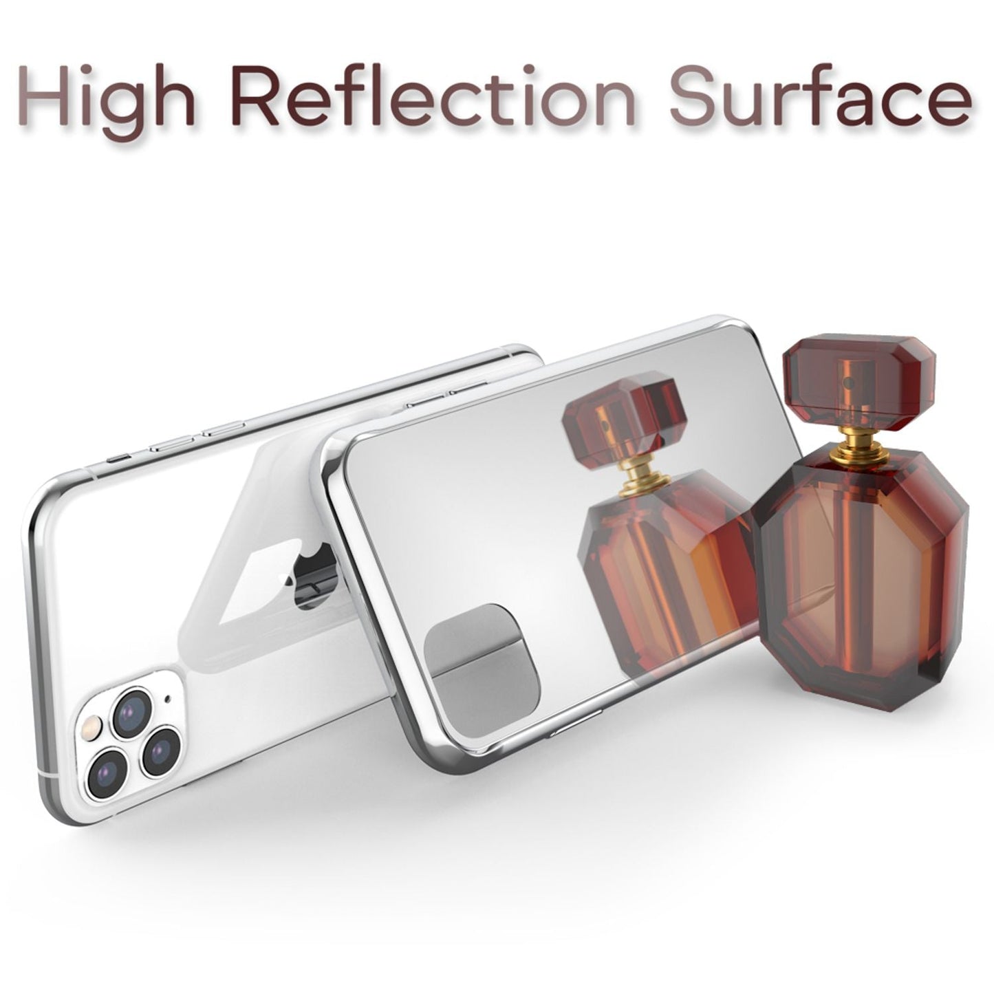 NALIA Spiegelhülle für iPhone 11 Pro Max – Echtes Glas (9H Spiegel & Kratzfest) – RAYN (Premium Hardcase & Silikon Bumper) – Marke aus Berlin