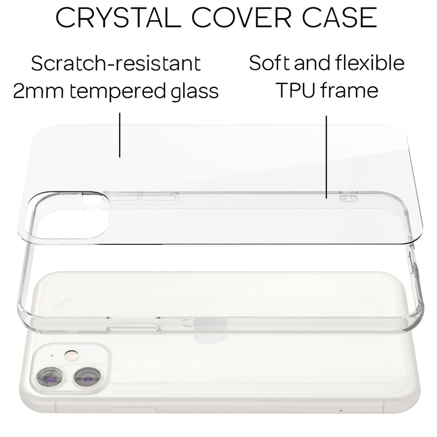 NALIA Hartglas Case kompatibel mit iPhone 11 Hülle, Durchsichtiges Hardcase aus 9H Tempered Glass mit Silikon Bumper, Stoßfeste & Kratzfeste Handyhülle Cover Schutzhülle - Transparent