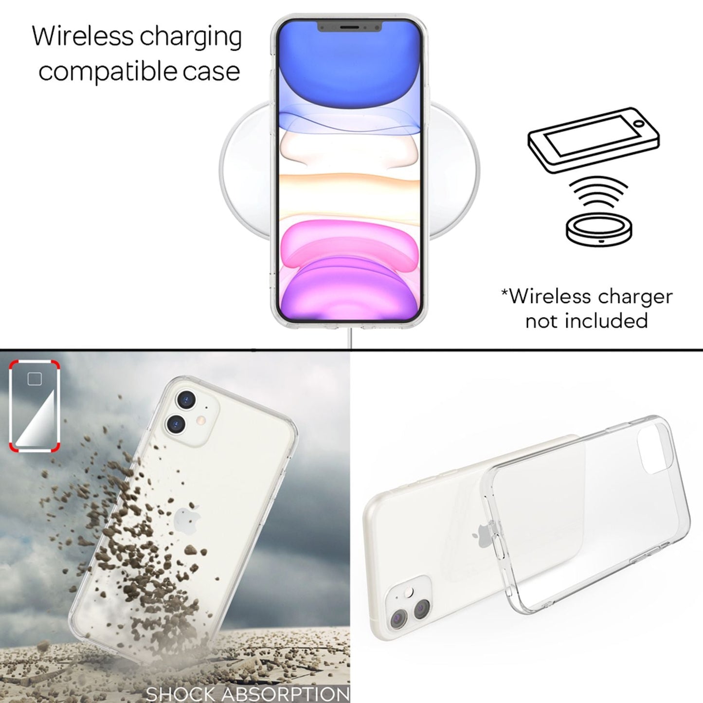 NALIA Hartglas Case kompatibel mit iPhone 11 Hülle, Durchsichtiges Hardcase aus 9H Tempered Glass mit Silikon Bumper, Stoßfeste & Kratzfeste Handyhülle Cover Schutzhülle - Transparent